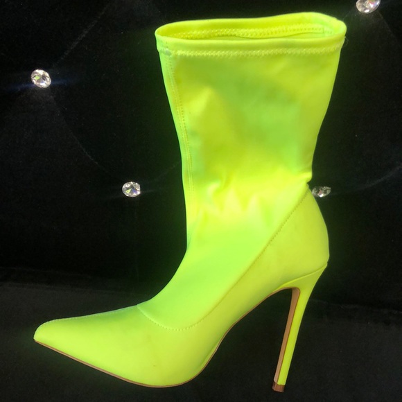 neon green ankle boots